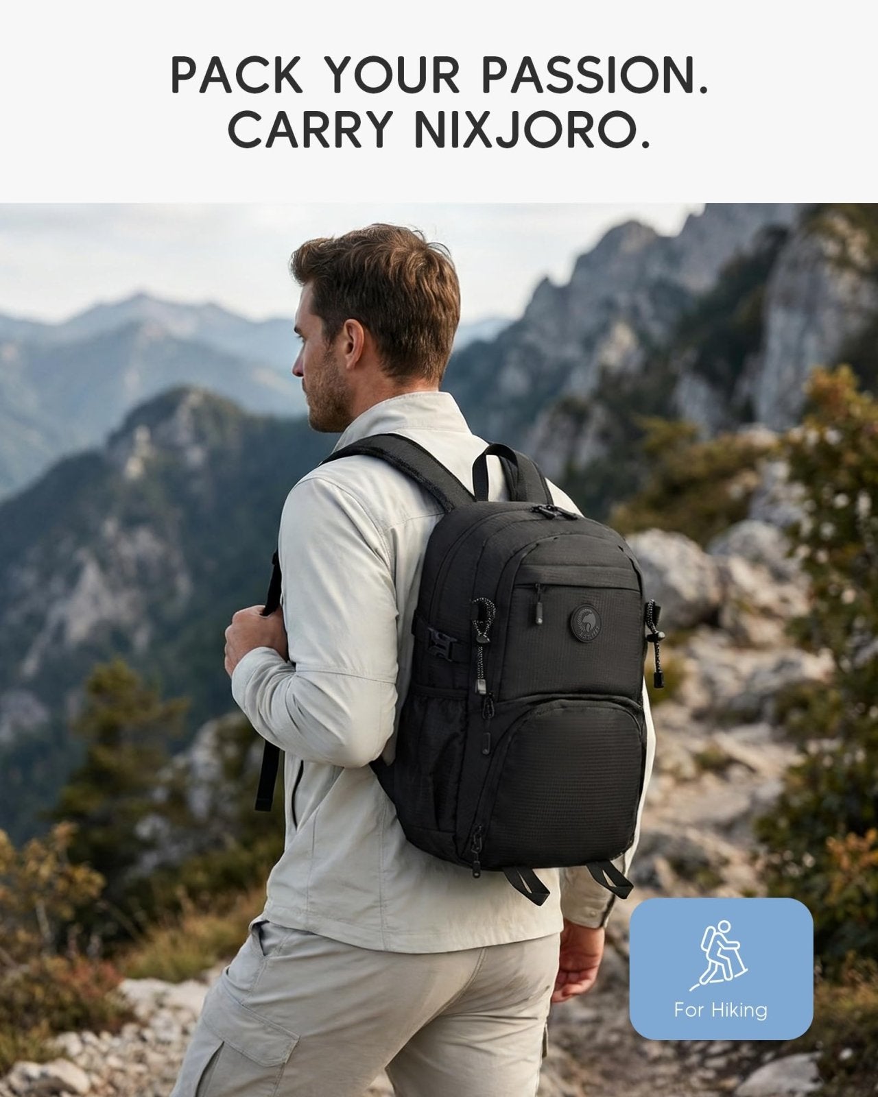 Nixjoro 40x30x15 cm Personal Item Travel Bag,16x12x6 inch Small Carry On Backpack 20L, Flight Approved Underseat Travel Luggage Bag,Mochila de Viaje,Cabin Size Lightweight Black