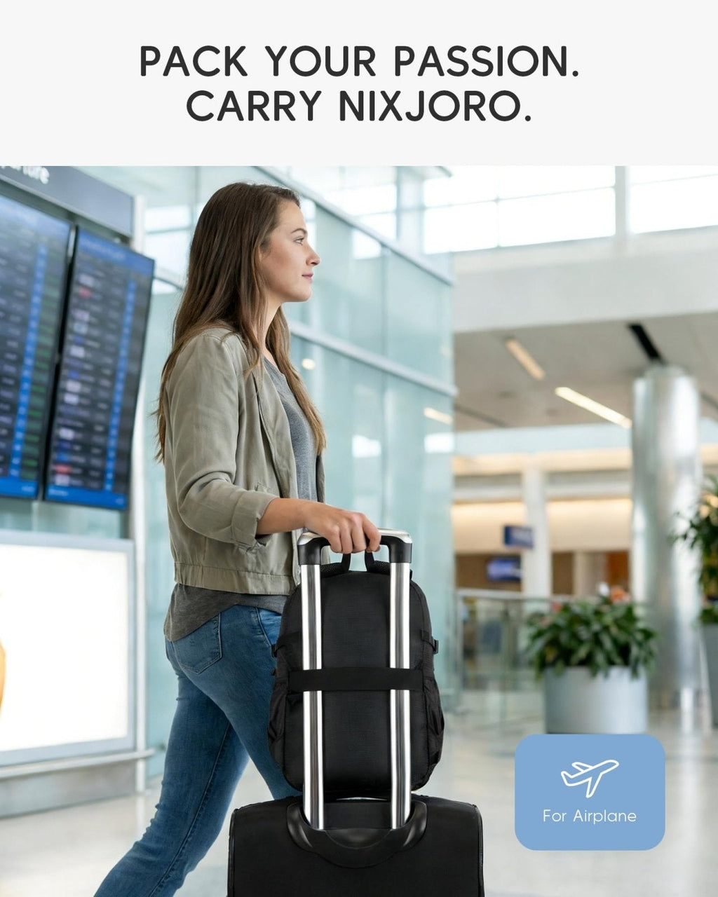 Nixjoro 40x30x15 cm Personal Item Travel Bag,16x12x6 inch Small Carry On Backpack 20L, Flight Approved Underseat Travel Luggage Bag,Mochila de Viaje,Cabin Size Lightweight Black