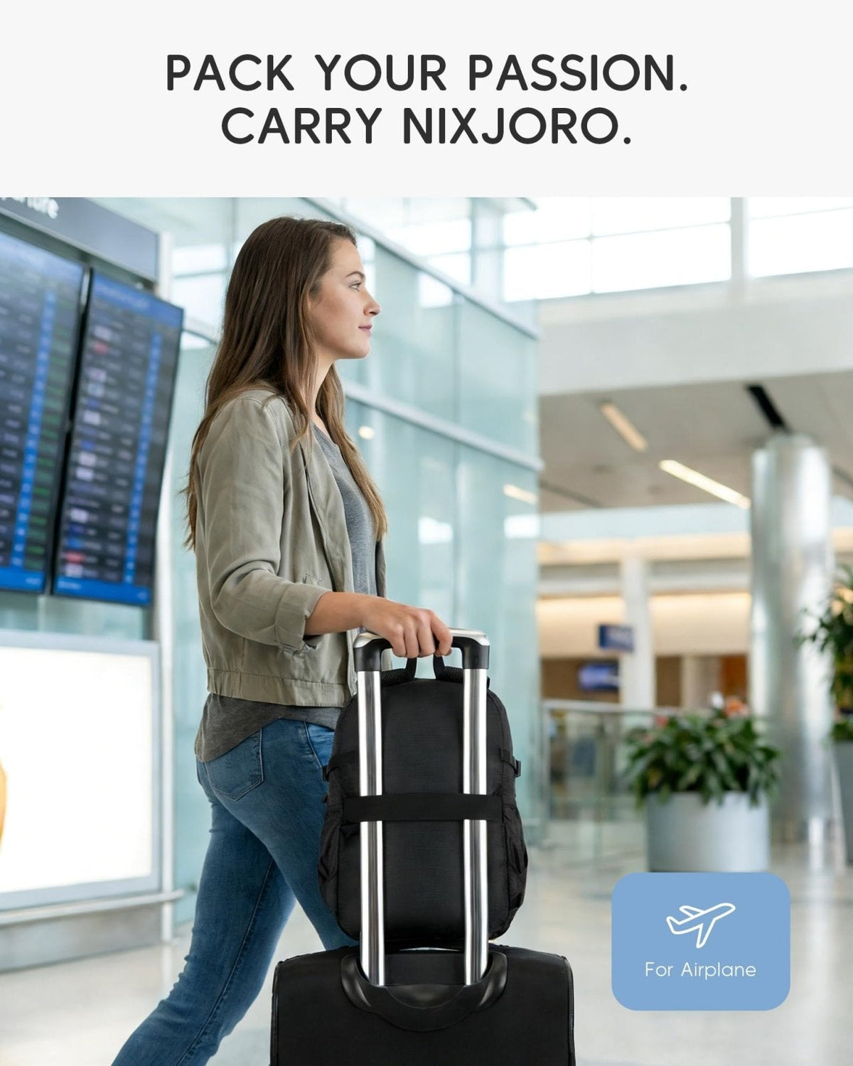 Nixjoro 40x30x15 cm Personal Item Travel Bag,16x12x6 inch Small Carry On Backpack 20L, Flight Approved Underseat Travel Luggage Bag,Mochila de Viaje,Cabin Size Lightweight Black