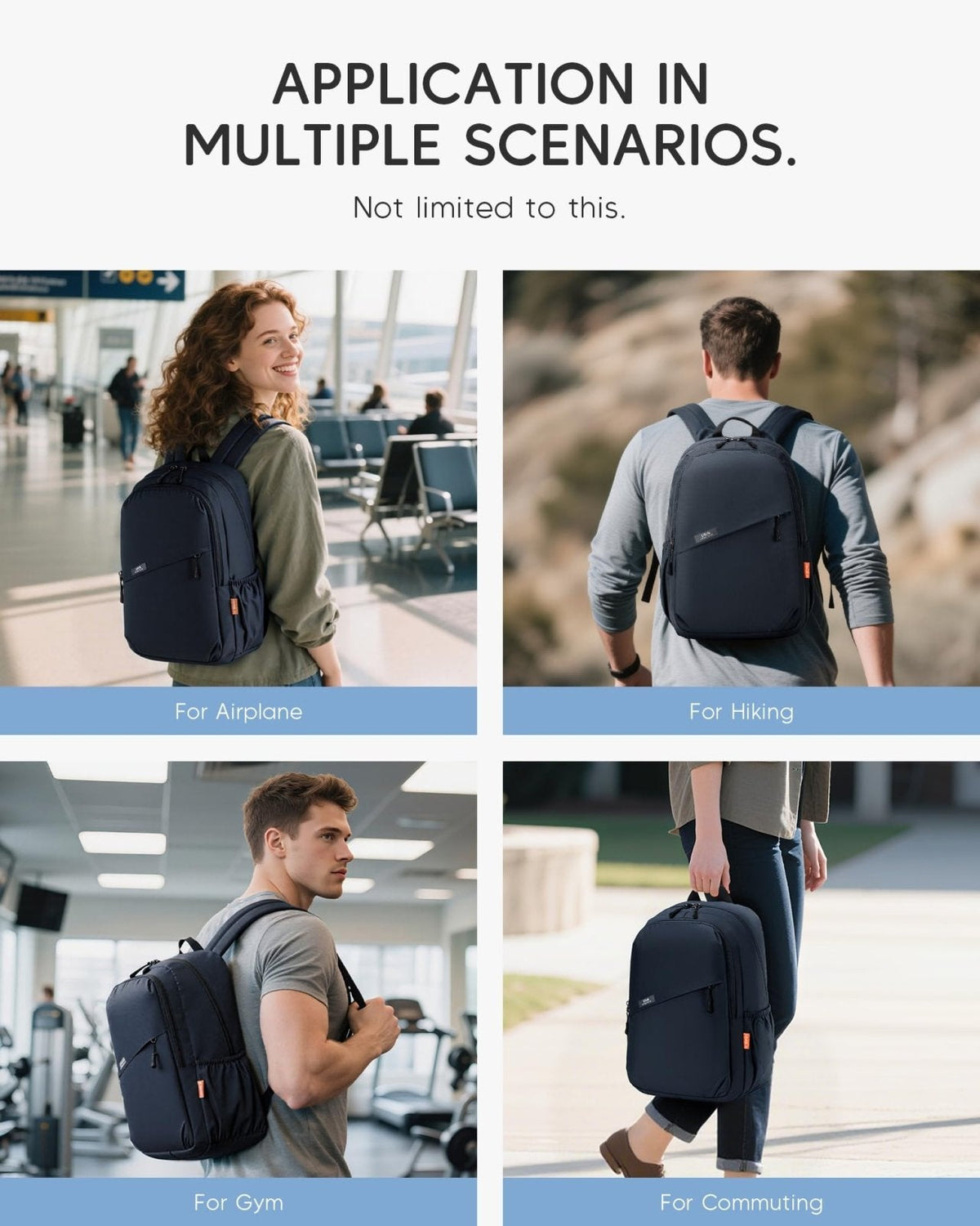 Nixjoro 40x30x15cm Personal Item Bag Travel Backpack Carry On Flight Approved with Anti - Theft Pocket Water - resistant Casual Daypack for Weekender Business Hiking,Black