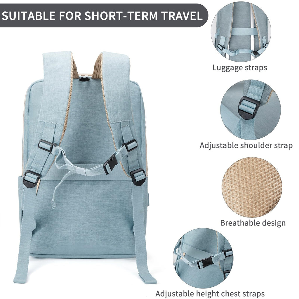 NOBLEMAN 25L Large Travel Laptop Backpack for Women, Professional Adult Office Commuter Womens Computer Backpack, Luxury Lightweight Personal Item Bag For Airlines Fits 16 Laptop (Aqua)