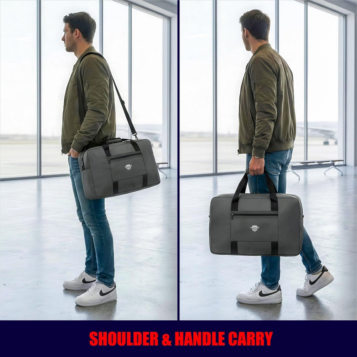Nomad USA Expandable Travel Tote Bag for Men/Women 22L Weekender Overnight Carry on Luggage Bag Foldable/Collapsible Everyday Duffle Travel Bag for Camping, Road Trip, Shopping Handle & Shoulder Carry
