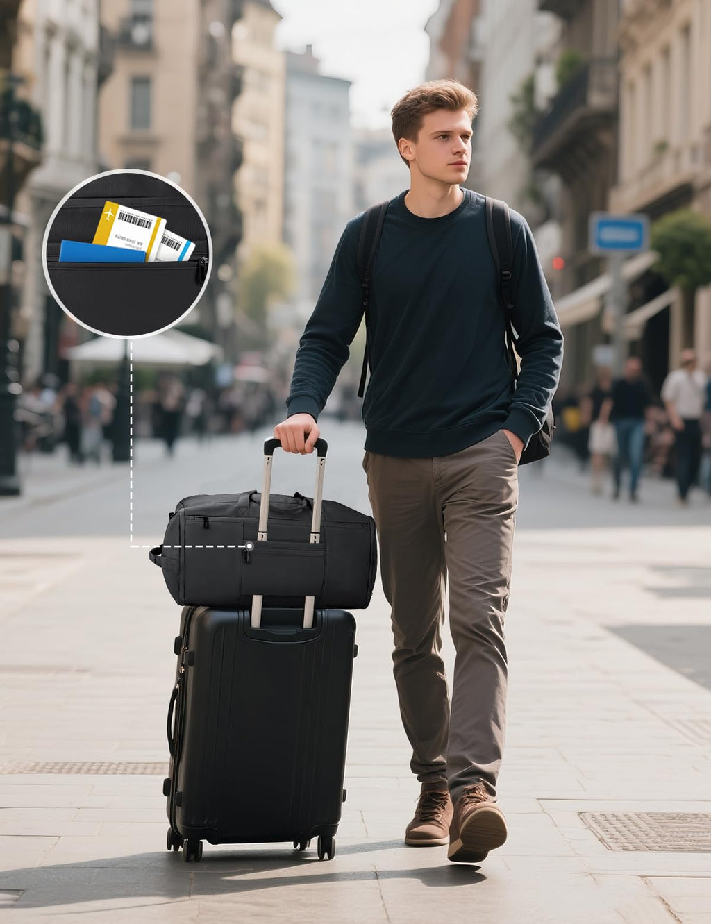 Noozion Garment Duffle Bags for Travel, Convertible Carry on Bag with Shoe Compartment,3 in 1 Waterproof Travel Suit Bag with Shoulder Strap for Men Women