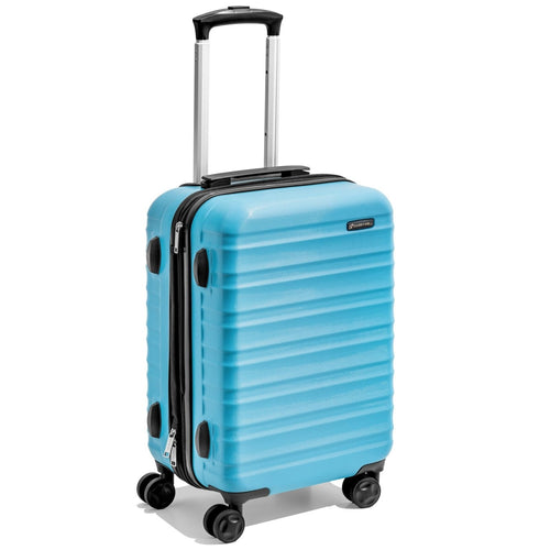 (Not Made In China) Carry On Luggage Hardside Spinner, Lightweight and Expandable 20-21 Inch Suitcase Rolling Carryon w/ 4 Wheels, Blue