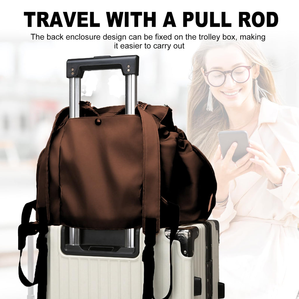 NPJGKY Multifunctional Travel Organizer Bag for Ladies - Doubles as a Stylish Backpack, Crossbody and Shoulder Bag, Boasts Great Storage Capacity (Dark Brown)