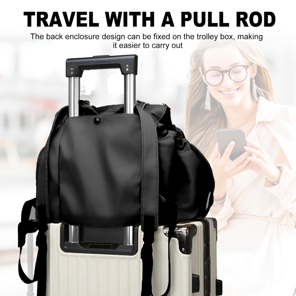 NPJGKY Multifunctional Travel Organizer Bag for Ladies - Doubles as a Stylish Backpack, Crossbody and Shoulder Bag, Boasts Great Storage Capacity(Black)