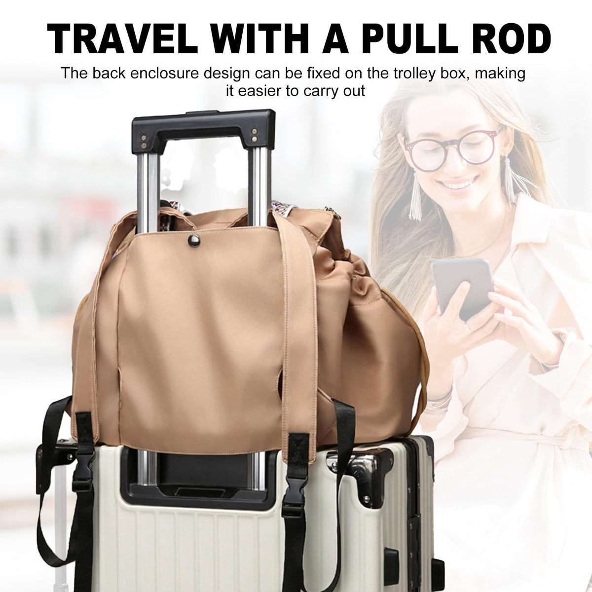 NPJGKY Multifunctional Travel Organizer Bag for Ladies - Doubles as a Stylish Backpack, Crossbody and Shoulder Bag, Boasts Great Storage Capacity(Khaki)