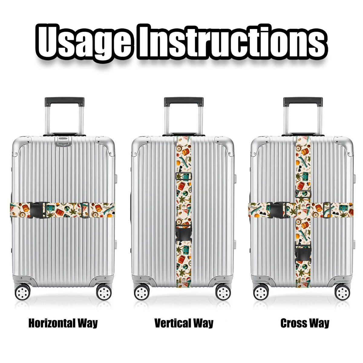 Nuxovilar Luggage Straps of 2 Set Travel Elements, Durable Material 1.96*70.86 Inches of 2 Set for Suitcases, Travel Must - Haves for 22 - 28 Inch Luggage, Ideal for International Trips, Beach Vacations