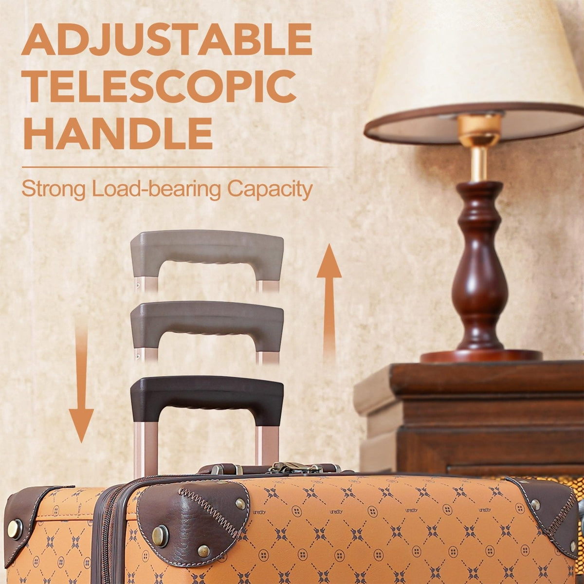 NZBZ Vintage Luggage Sets for Women, PU Leather Retro Suitcase, Vintage Trunk Luggage, Vintage Suitcase Set (Orange Brown, 4 - Piece - Set(14/20/24/28))