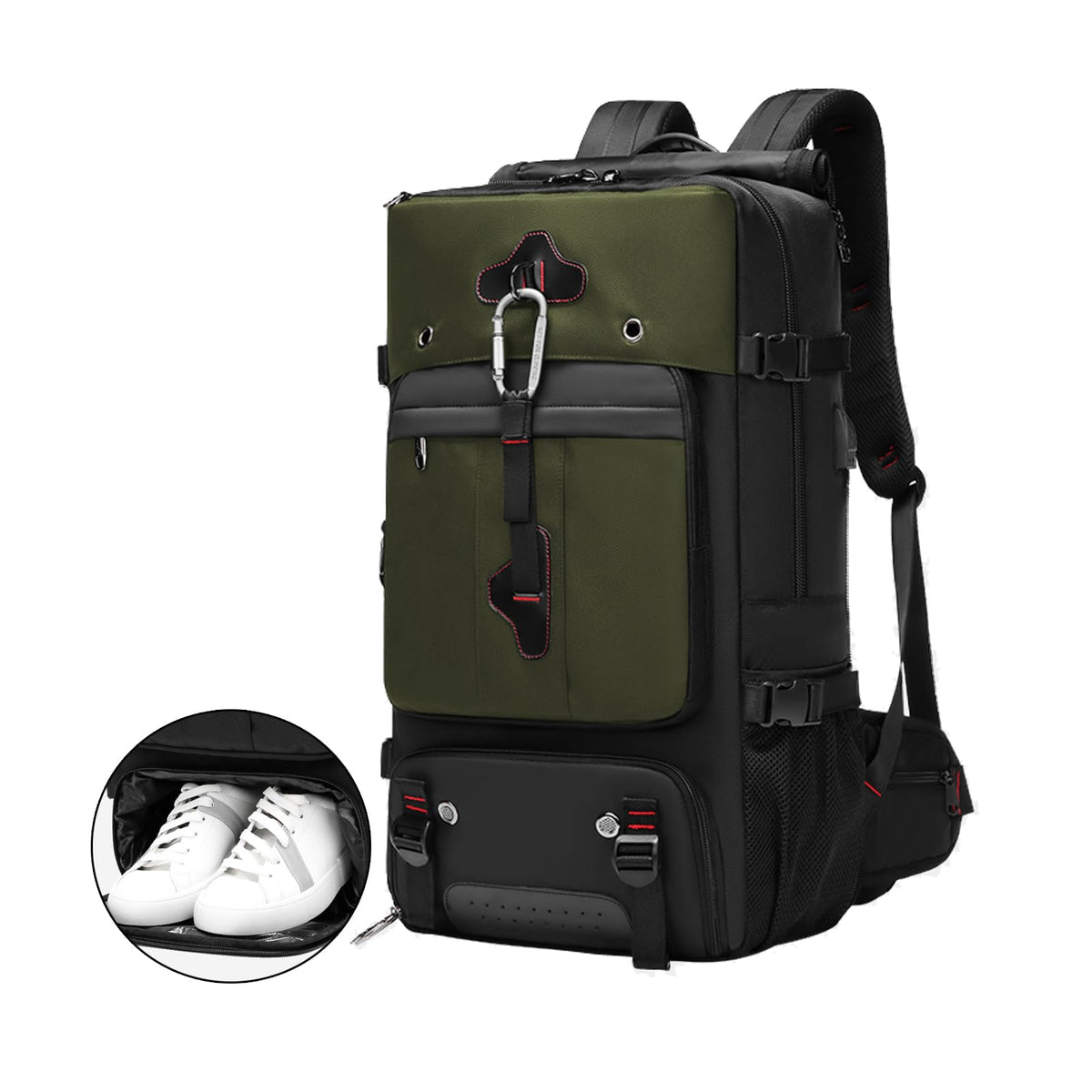 ODSSTAIPS Backpack for Traveling On Airplane,Expandable Carry On Laptop Backpack for Men and Women,Outdoor Travel Bag,Green