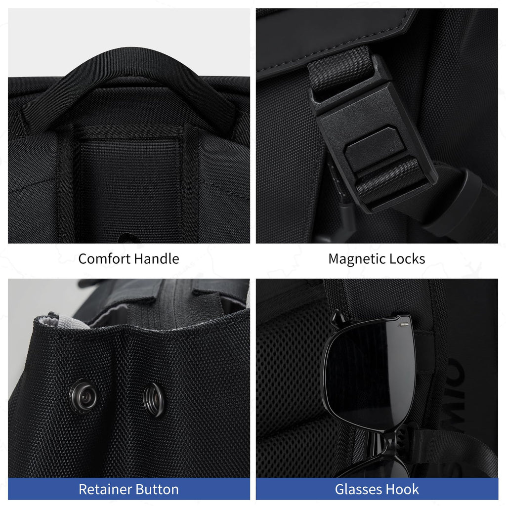 OIWAS Backpack for Men, 16 Inch Laptop Backpack for Men with Magnetic Buckle, Water - Resistant Travel Laptop Backpack