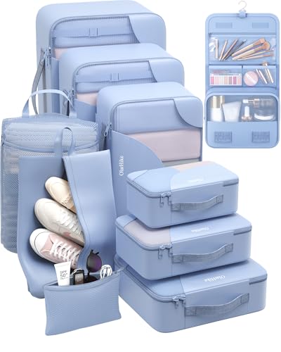 OlarHike 10 Set Packing Cubes for Travel, Gifts for Women Mom,Anti-Tearing Suitcase Organizer with Over-1000 pack Mesh Holes, Vacation Essentials & Accessories for Cruise Ship