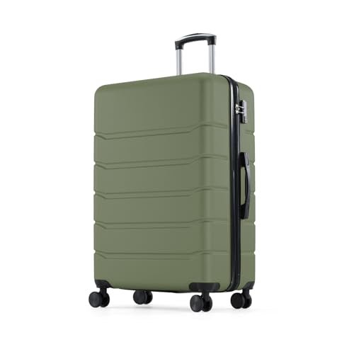 OLIXIS 20 Inch Carry-On Luggage, Hardside Suitcase with Spinner Wheels, Lightweight ABS Hard Shell Travel Luggage, TSA Approved Lock, Expandable Small Suitcase for Business & Travel–Olive Green