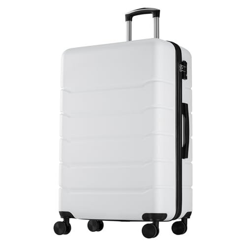 OLIXIS 28 Inch Luggage, Hardside Checked Suitcase with Spinner Wheels, Lightweight ABS Hard Shell Travel Luggage, TSA Approved Lock, Expandable Large Suitcase for Business & Travel–White