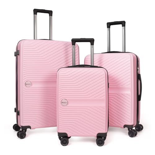 OMBRY Luggage Set 3 Pieces -Suitcase Set - Luggage with Wheels - Check-in Luggage - PC + ABS Durable Suitcase Rotating Silent Wheels 3-Piece 20/24/28 (pink)