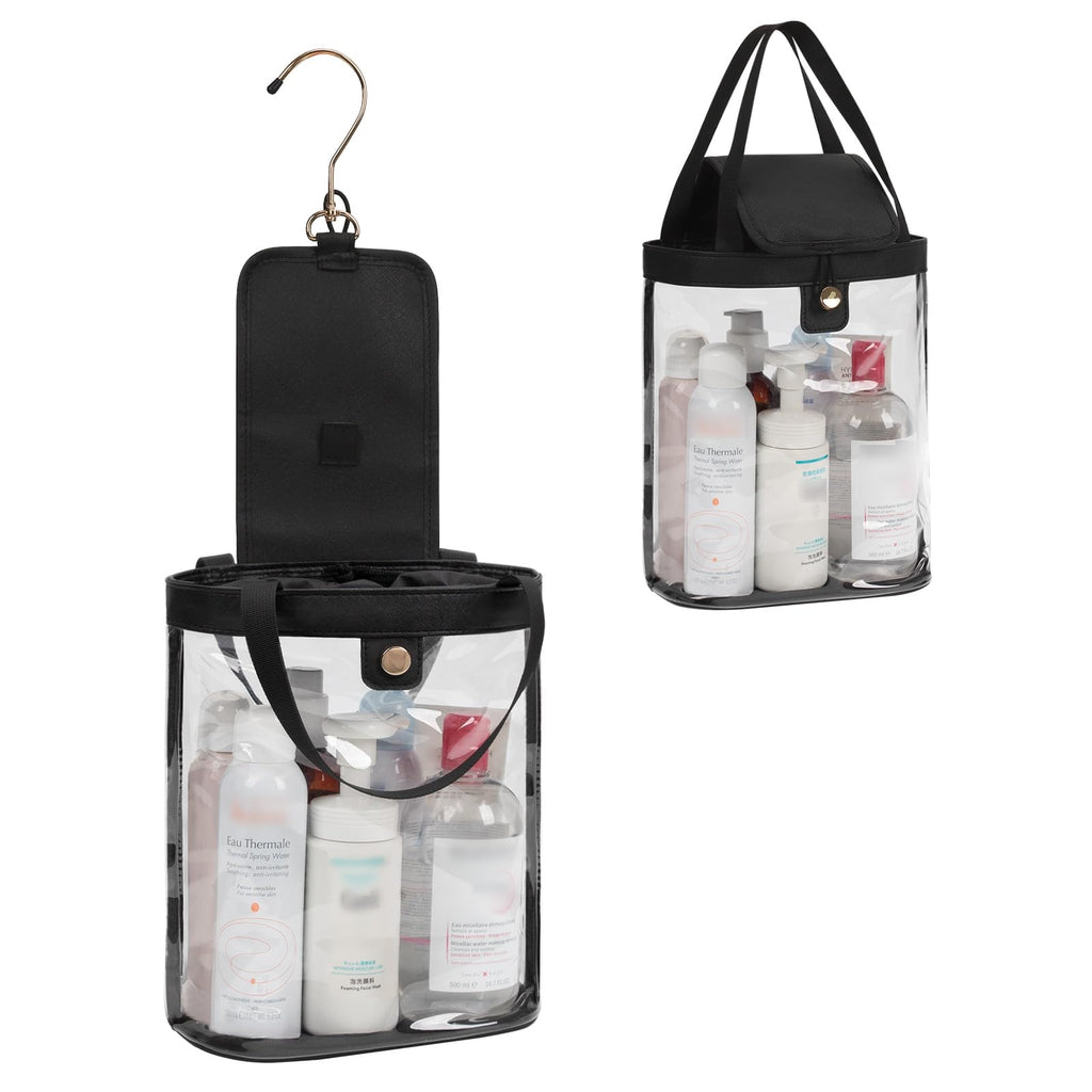 onemoky Travel Toiletry Bag, Hanging Clear Toiletry Bag for Women Men, Waterproof Travel Bag for Toiletries, Clear Makeup Bag Portable Shower Bag With Hanging Hook for Bathroom, Gym, Camping
