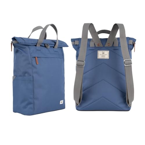 ORI LONDON Travel Backpack - Large Water-Resistant Nylon Rolltop Laptop Backpack for Men & Women - The Finchley - Burnt Blue