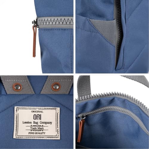 ORI LONDON Travel Backpack - Large Water-Resistant Nylon Rolltop Laptop Backpack for Men & Women - The Finchley - Burnt Blue