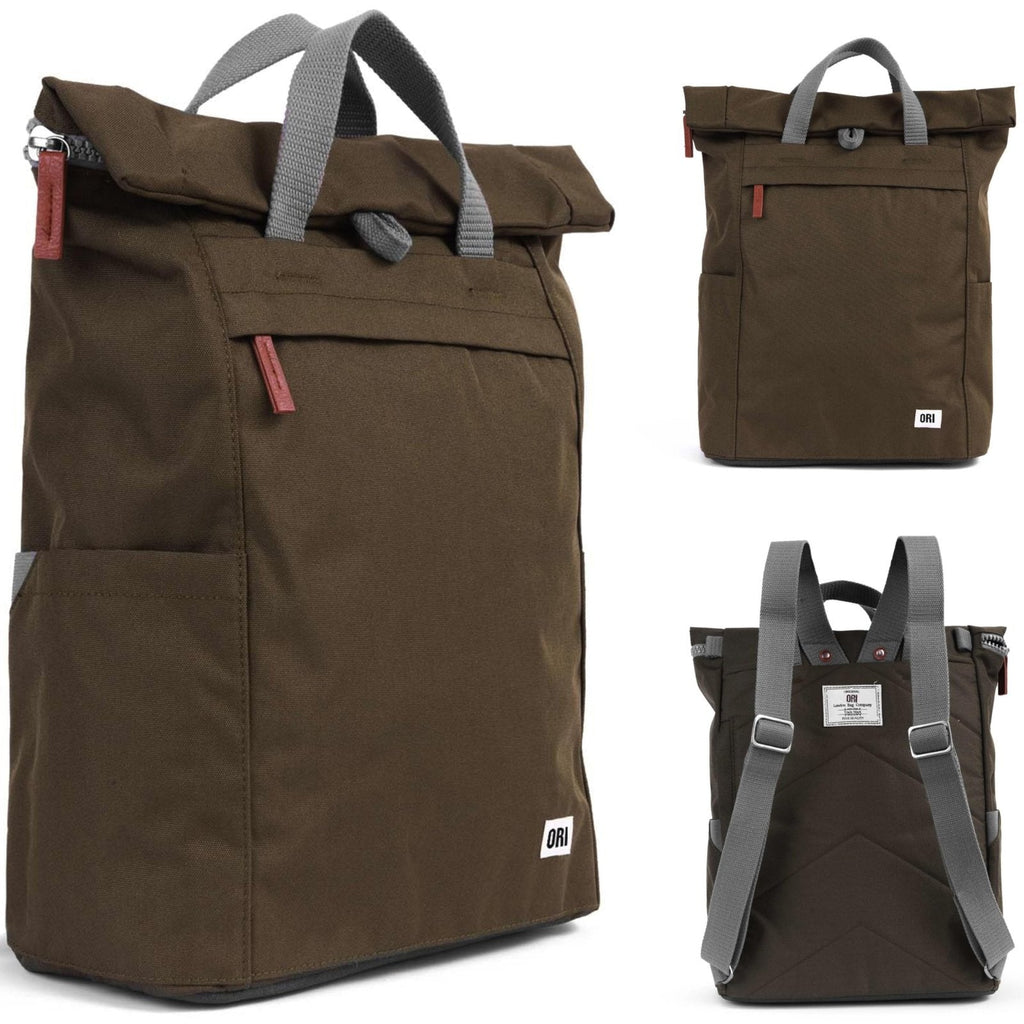 ORI LONDON Travel Backpack - Large Water-Resistant Nylon Rolltop Laptop Backpack for Men & Women - The Finchley - Moss