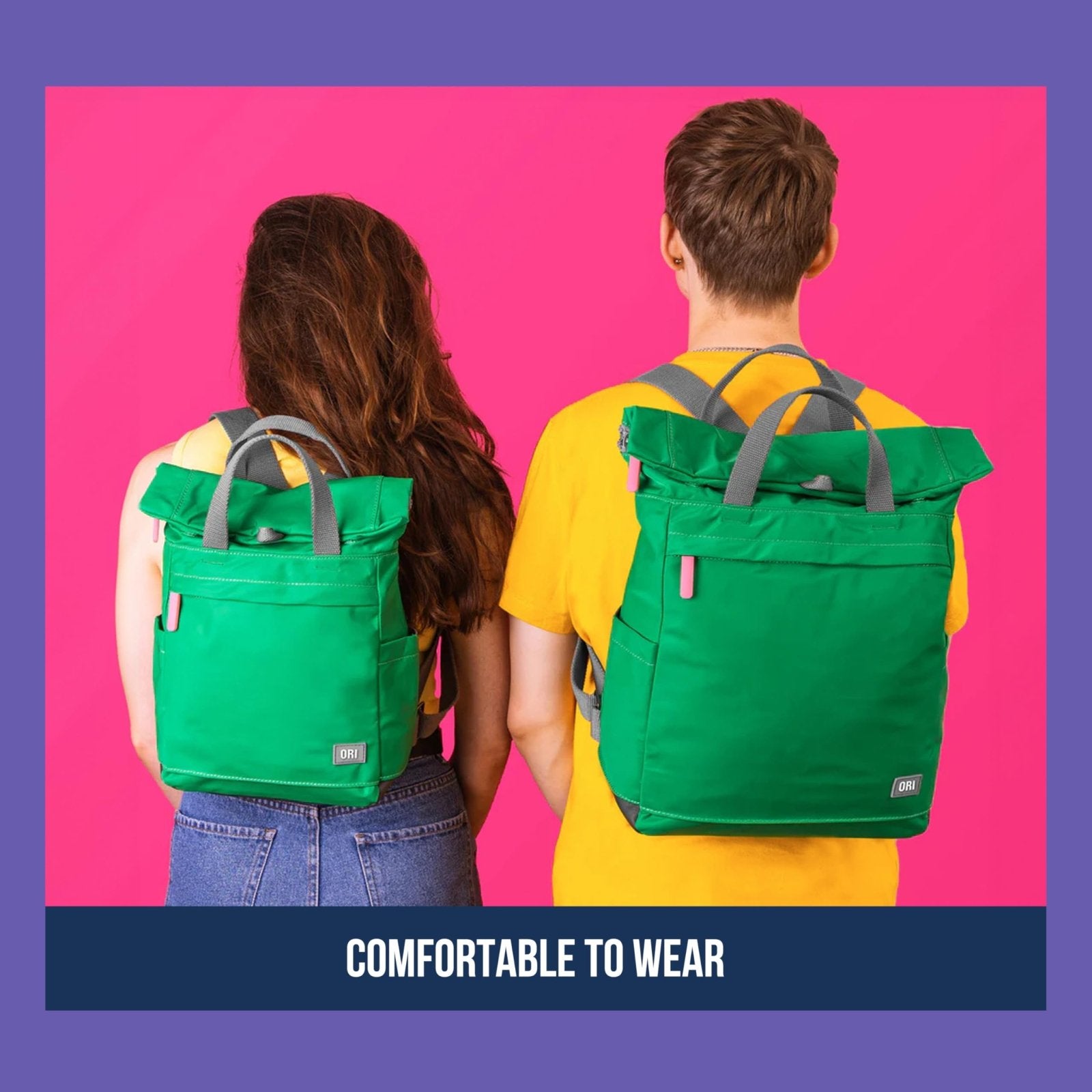 ORI LONDON Travel Backpack - Large Water - Resistant Nylon Rolltop Laptop Backpack for Men & Women - The Finchley - Moss