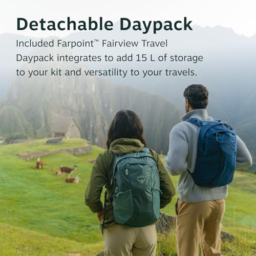 Osprey Farpoint 55L Men's Travel Backpack - Carry On Bag with Personal Item Sized Detachable Daypack, Antique Blue | Osprey Backpacks