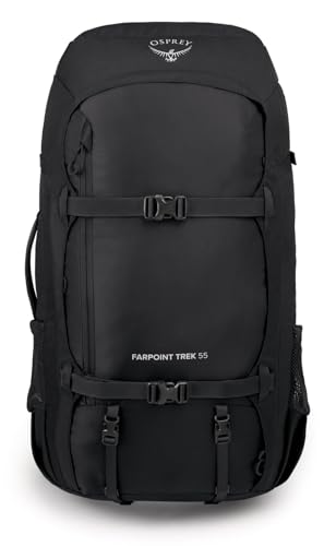 Osprey Farpoint Trek 55L Men's Travel Backpack, Black | Osprey Backpacks