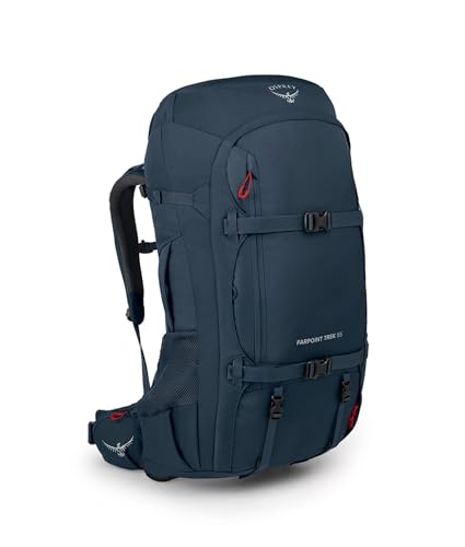 Osprey Farpoint Trek 55L Men's Travel Backpack, Muted Space Blue | Osprey Backpacks