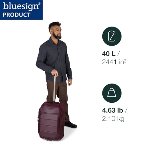 Osprey Ozone 2-Wheel Carry-On - Lightweight Carry-On Luggage with Oversized Wheels and Trolley Handle - Rolling Travel Suitcase for Air Travel, Overhead Compartments and Weekend Trips, Black | Osprey Backpacks