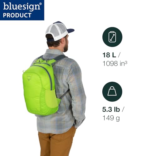 Osprey Ultralight Collapsible Stuff Pack - Lightweight, Packable Travel Backpack — Extra Bag For Travel and Every Day — 18 L Capacity Daypack to Expand Luggage, Tundra Green | Osprey Backpacks