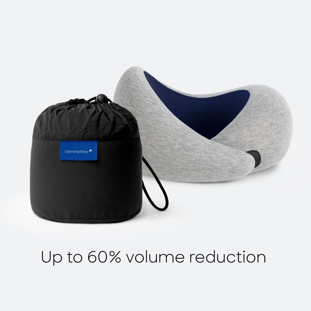 Ostrichpillow Go Neck Pillow, Travel Pillows for Airplanes, Premium Memory Foam Travel Pillow, 360º Ergonomic Design, Asymmetrical Sides, Travel Bag Included, Washable Modal Cover