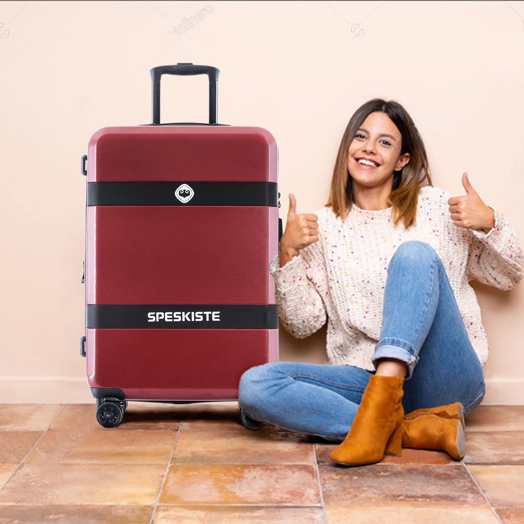 ottsmn 3 Piece Luggage Set, ABS PC Expandable Suitcases with Wheels, Lightweight Hardshell Luggage Sets Carry on Luggage with TSA Lock Red (20in 24in 28in)
