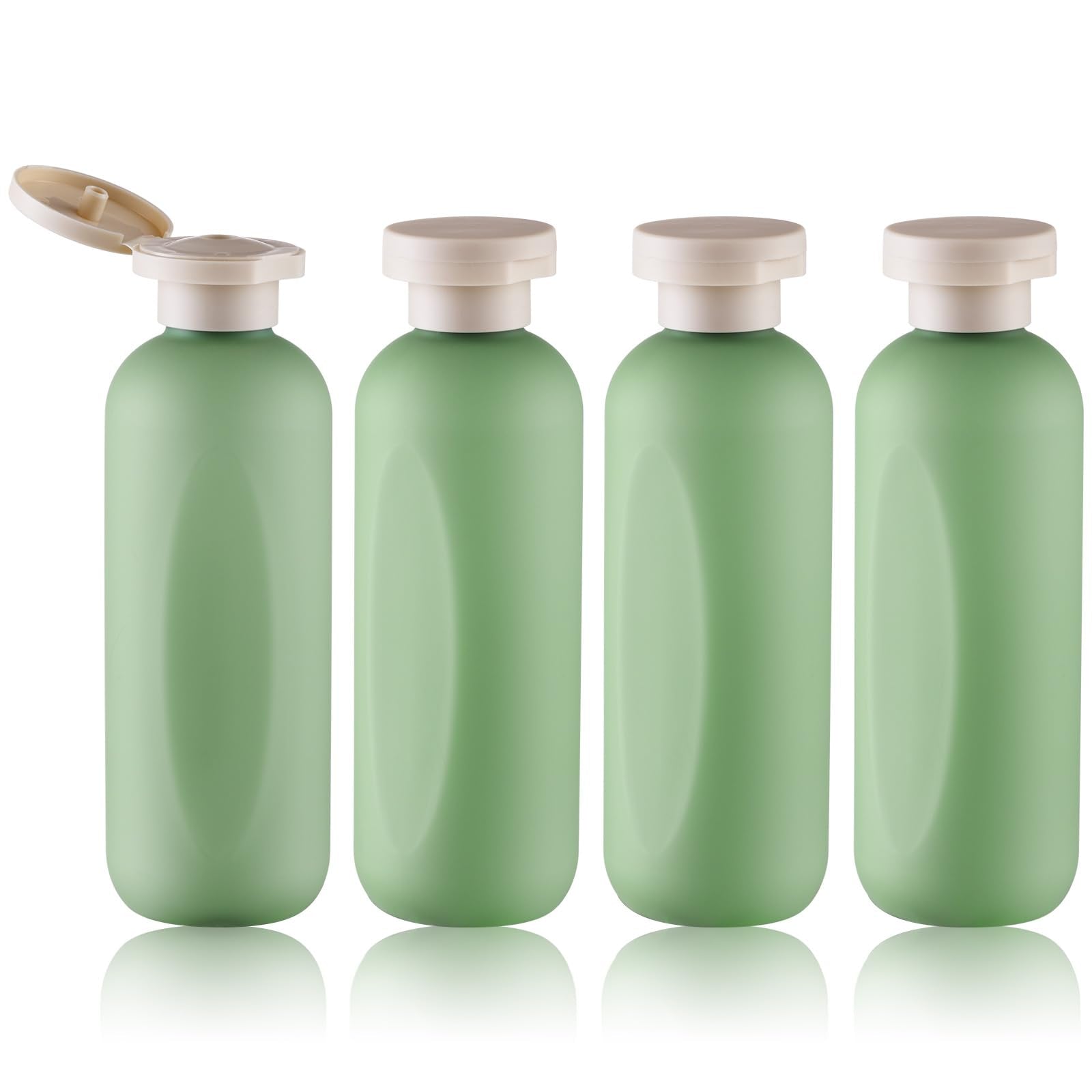 owlyee 6.7oz Travel Shampoo Bottle, Empty Plastic Squeeze Bottles with Flip Cap, 4PCS Lotion Container for Toiletries (200ml, Green)