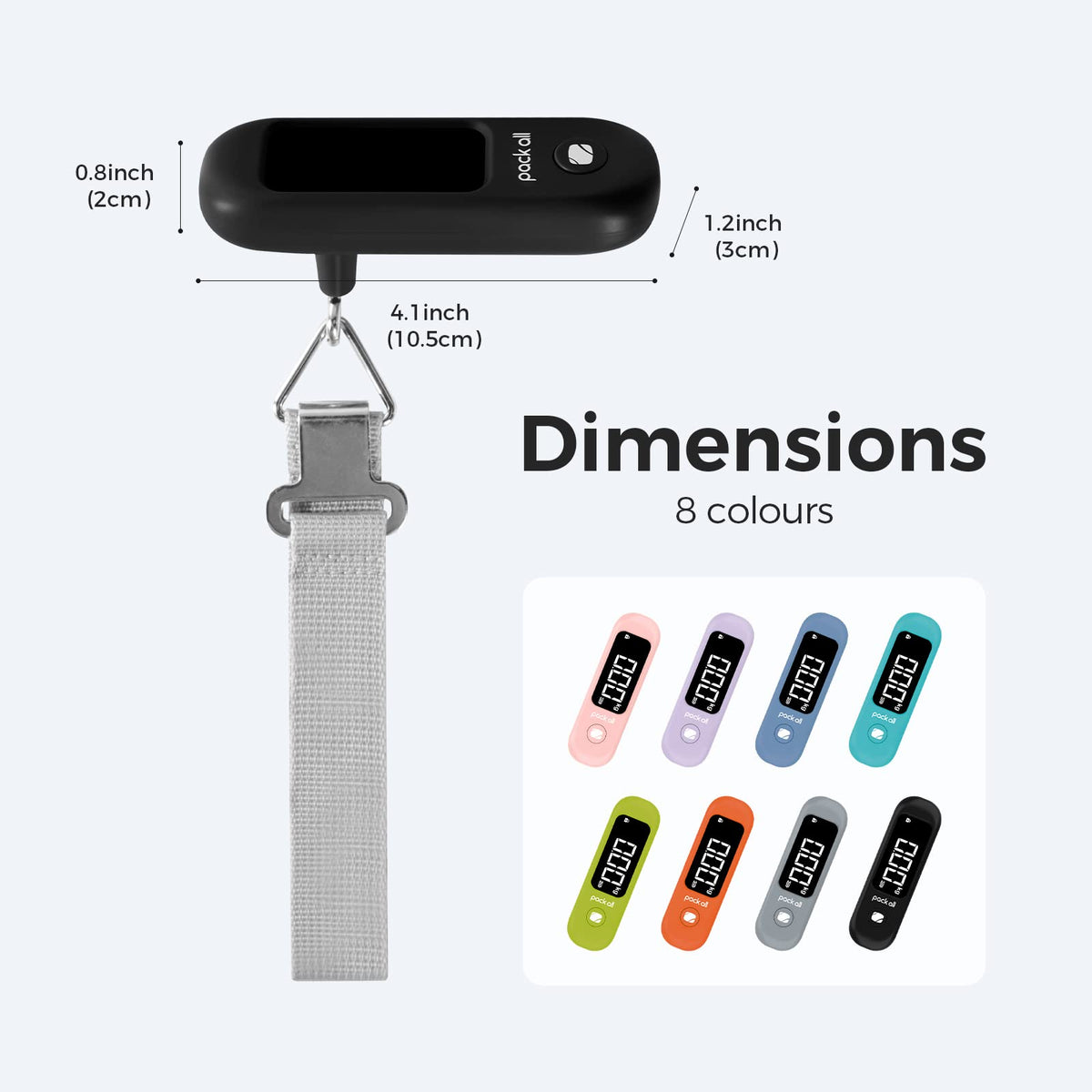 pack all 110 Lbs Luggage Scale, Digital Handheld Baggage Scale, Travel Suitcase Weight Scale with LCD Display, Battery Included, Black