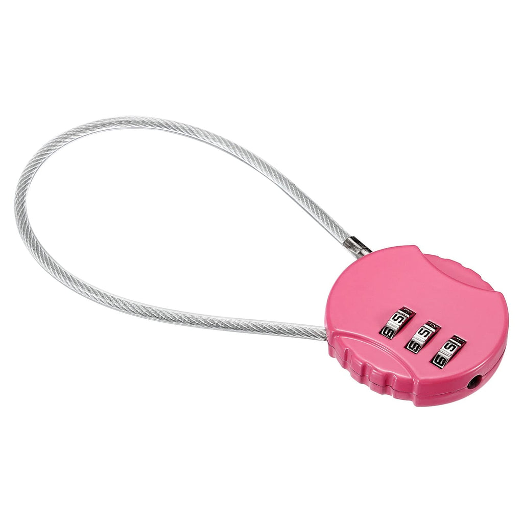 PATIKIL Combination Lock 8 Inch, 3 Digit Outdoor Waterproof Code Padlock with Wire Rope for Luggage Gym Locker Fence Toolbox Backpack, Pink