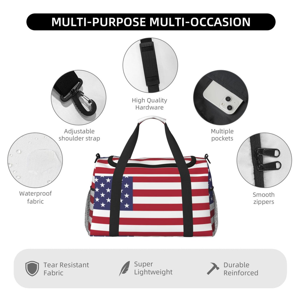 Patriotic flag of USA Speck Travel Duffle Bag, Lightweight Hospital Bag for Women, Large Sport Gym Bag for Men