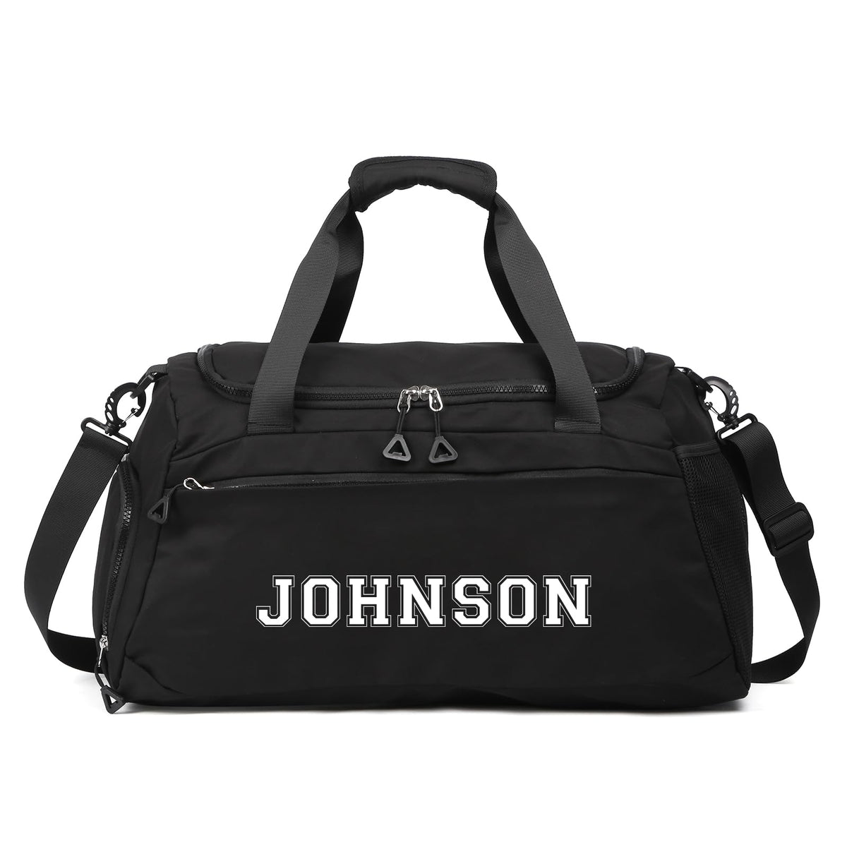 Personalized Duffel Bag Custom Sport Gym Travel Bags Embroidered Name Text Customized Dry Wet Separated Weekend Waterproof Bag for Women Men (A-Black)