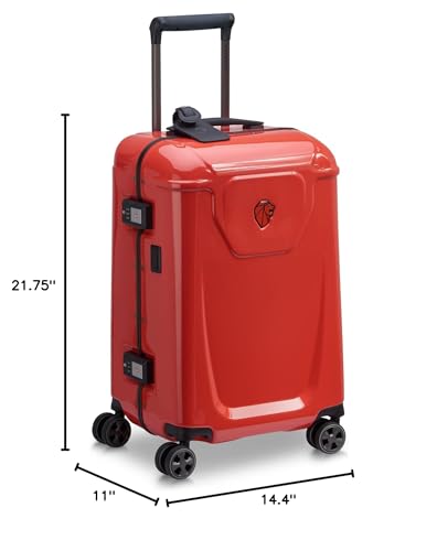 Peugeot Voyages Hardside Luggage with Spinner Wheels, Glossy Red, Carry - On 19 Inch