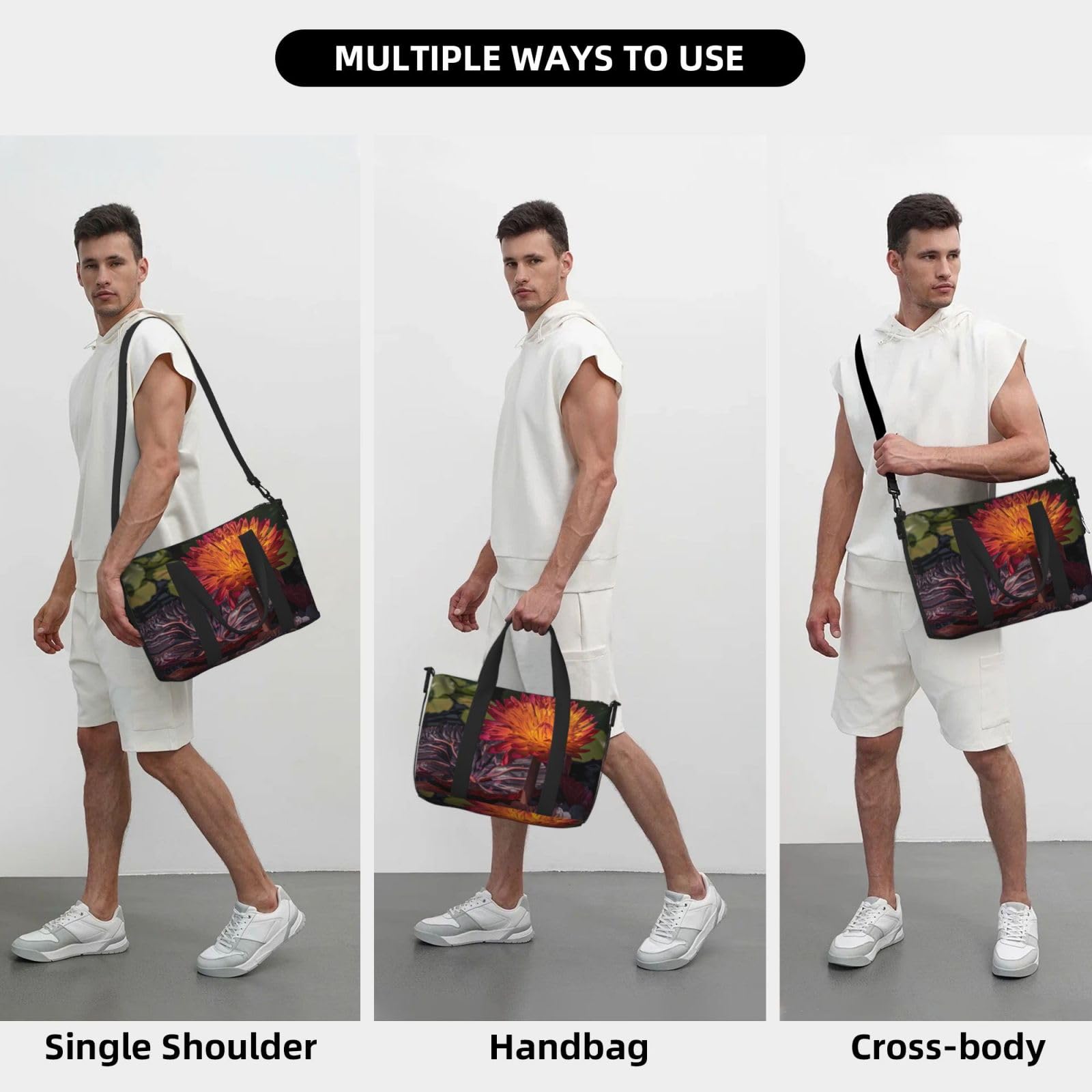 Phayah A Blooming Water Lily Crossbody Travel Bag Overnighter Duffel Bags Carry On Size Ideal For School Or Overnight Travel Bag