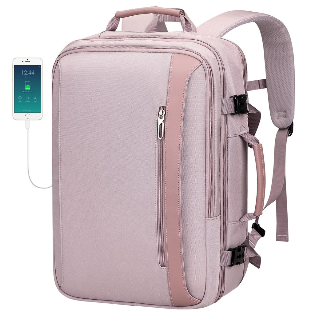 PIJUSHI Travel Backpack for Women Expandable Carry on Luggage Backpack Airline Approved TSA 16" Laptop Bag Business with USB Port(PE034 Light Purple)