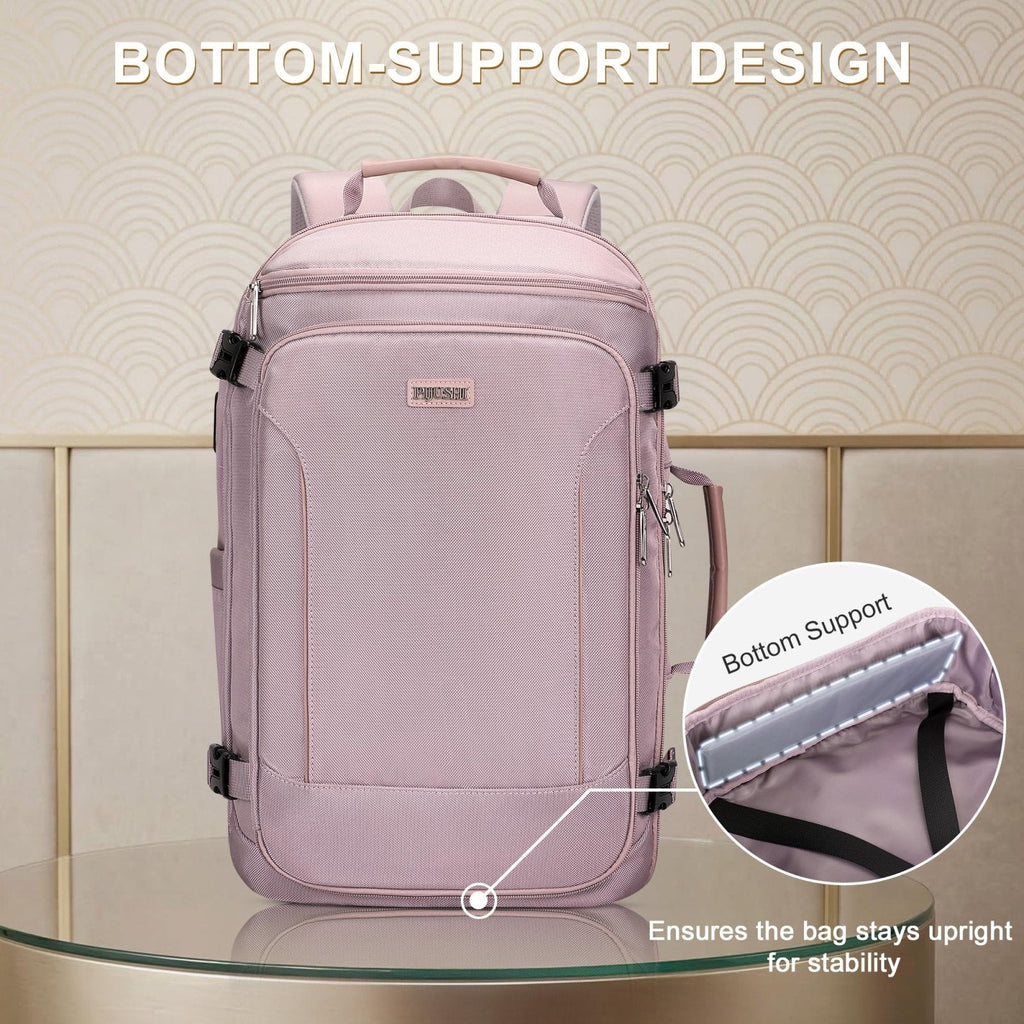PIJUSHI Travel Laptop Backpack 35L Carry on Backpack for Women Men Flight Approved Business Daypack with USB Charging Port for Work Travel(PE067 Purple)
