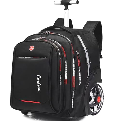 PISKGODSF 22 Inch Rolling Backpack with Wheels for Travel, 55 L Large Capacity Wheeled Backpacks, Roller Backpack with 15.6 Inch Laptop Waterproof Compartment