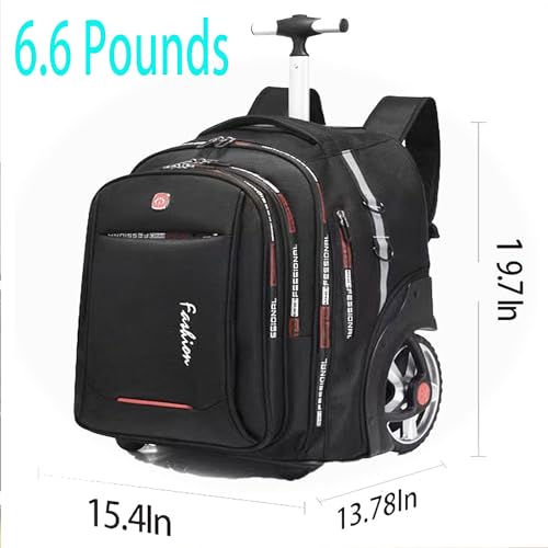 PISKGODSF 22 Inch Rolling Backpack with Wheels for Travel, 55 L Large Capacity Wheeled Backpacks, Roller Backpack with 15.6 Inch Laptop Waterproof Compartment