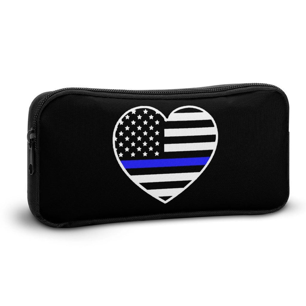Police U.S. Flag Travel Makeup Bag Portable Cosmetic Pouch Office Storage Pocket Cute Pencil Case