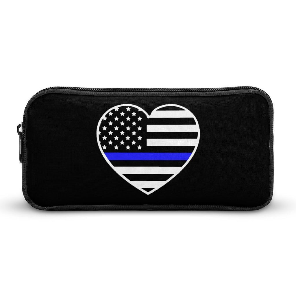 Police U.S. Flag Travel Makeup Bag Portable Cosmetic Pouch Office Storage Pocket Cute Pencil Case