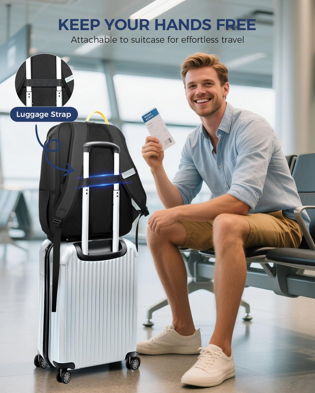 Ponhog 17 Inch Laptop Backpack for Men, Business Travel Anti - Theft Backpack with USB Charging Port, Water Resistant Computer Bag Carry On Flight Approved for Work College Weekender, Black