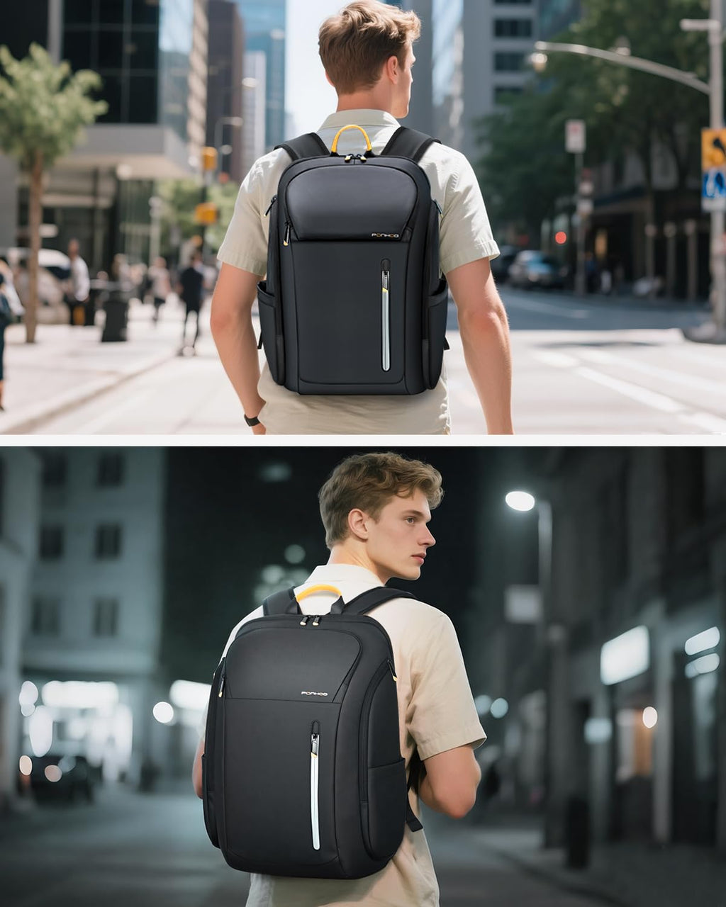 Ponhog 17 Inch Laptop Backpack for Men, Business Travel Anti - Theft Backpack with USB Charging Port, Water Resistant Computer Bag Carry On Flight Approved for Work College Weekender, Black