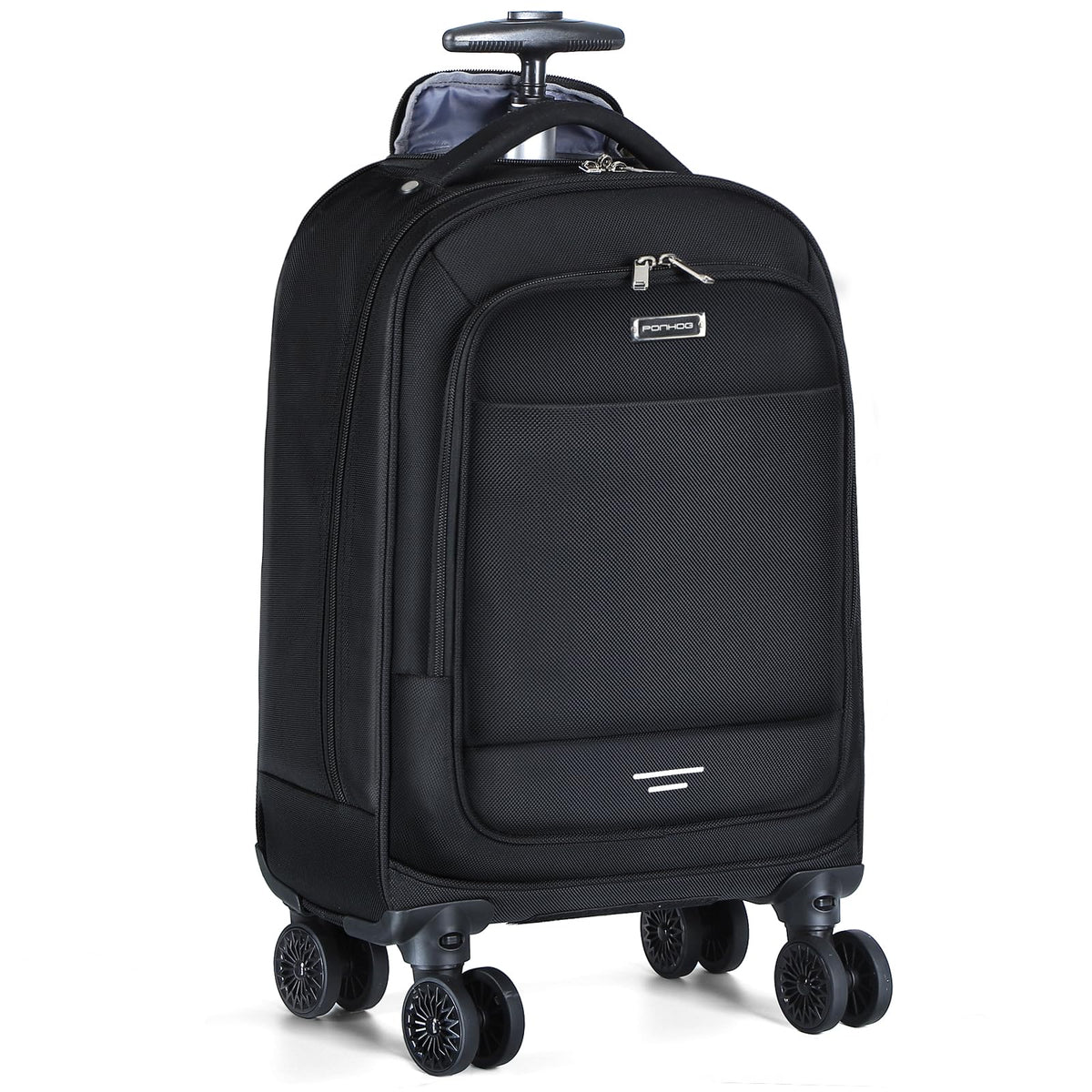 Ponhog Rolling Backpack, 15.6 inch Laptop Backpack with 4 Spinner Wheels, Carry on Travel Backpack Water Resistant Wheeled Backpacks for Women Men Suitable for Overnight College Work, Black
