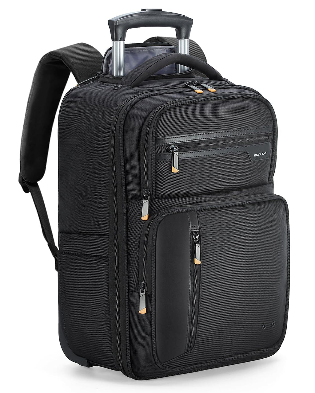 Ponhog Rolling Backpack with Wheels, Airline Approved Travel Backpack for Men Women, Carry On Laptop Bag Fits 15.6 Inch Laptop, Black