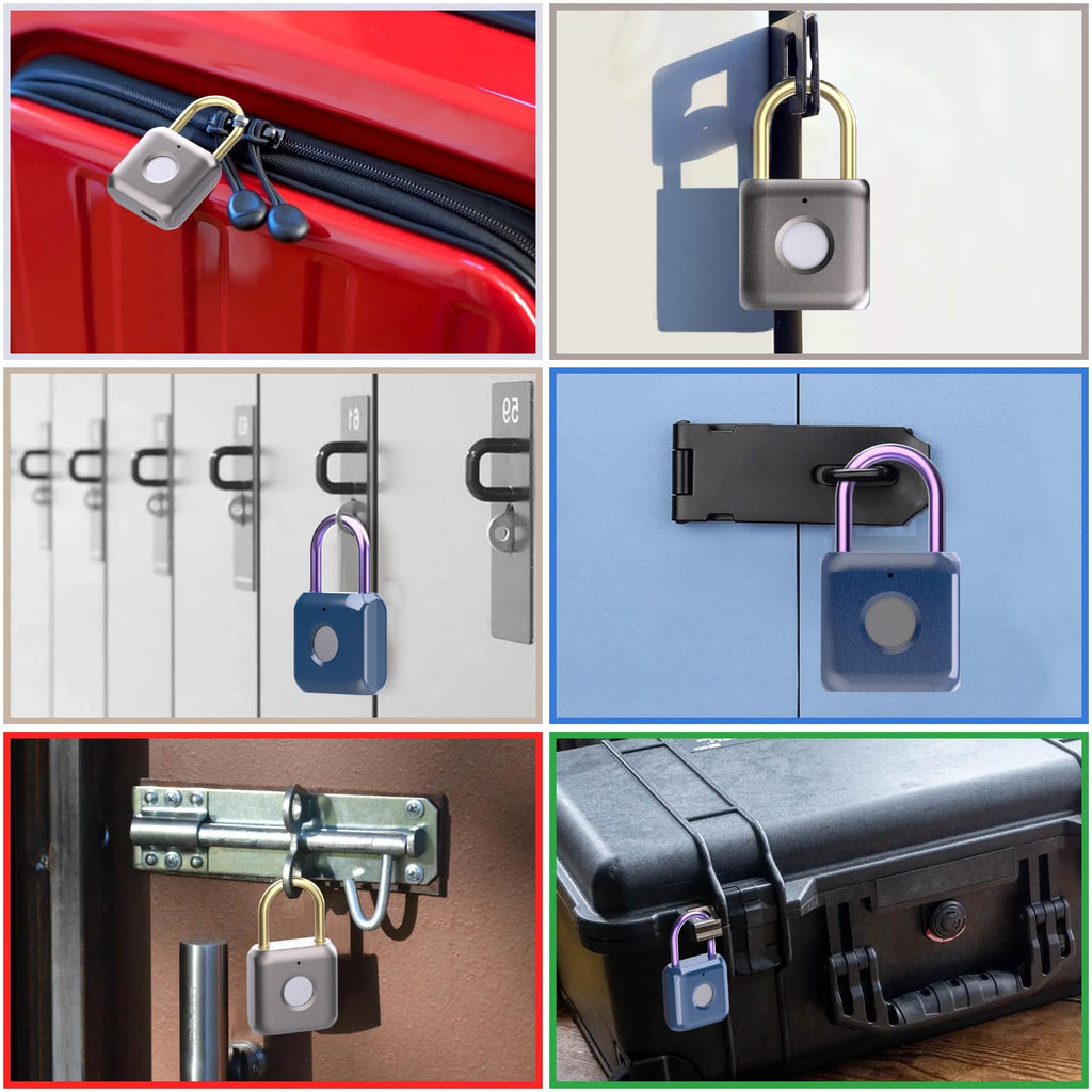 Pothunder Fingerprint Padlock, Smart Padlock, Locker Lock, Biometric Metal Keyless Fingerprint Lock, USB Rechargeable, for Gym Locker, Luggage, Backpack(Blue)