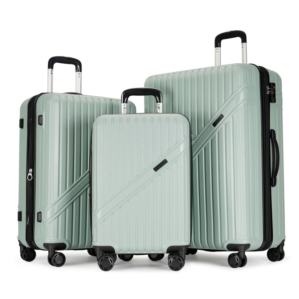 PRIMICIA GinzaTravel Luggage Sets 3-Piece Expandable Suitcases with Wheels PC+ABS Durable Hardside Luggage sets TSA lock (Light green, 3-Piece Set(20"/25"/29"))